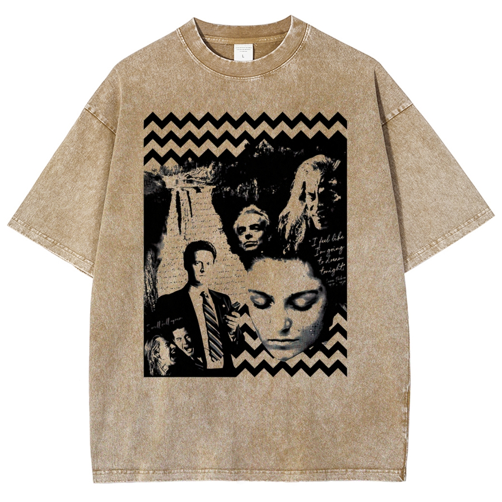 Surreal Dreamscape Collage Retro Graphic  Washed T-Shirt 