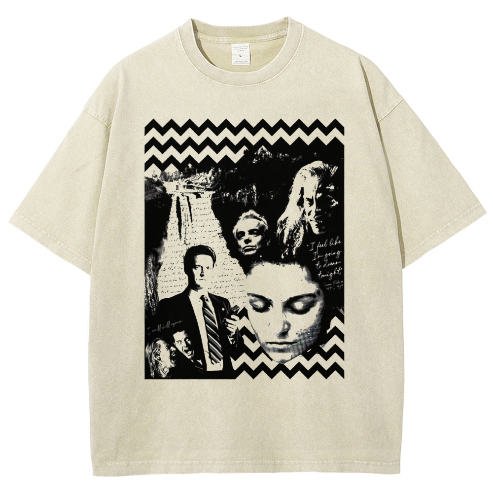 Surreal Dreamscape Collage Retro Graphic  Washed T-Shirt 