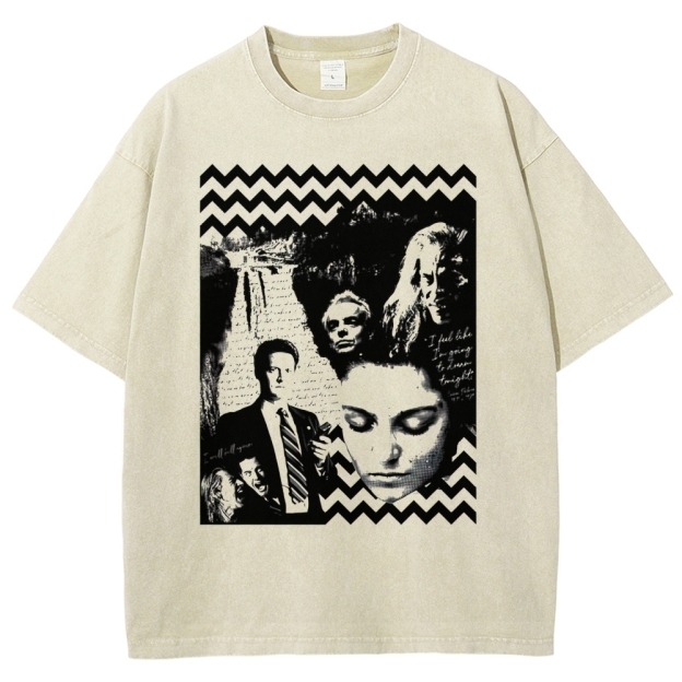 Surreal Dreamscape Collage Retro Graphic  Washed T-Shirt 