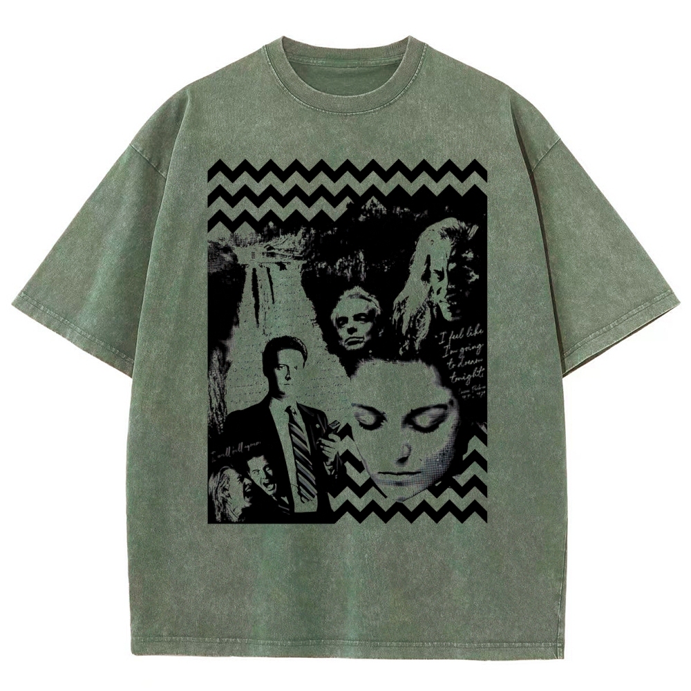 Surreal Dreamscape Collage Retro Graphic  Washed T-Shirt 