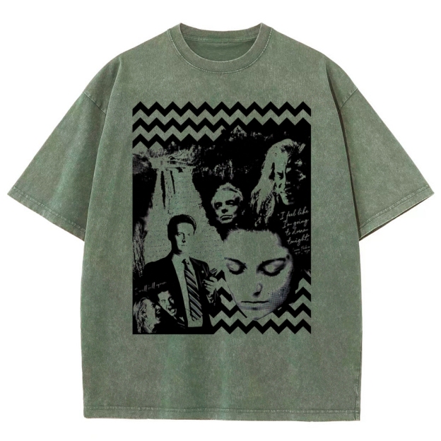 Surreal Dreamscape Collage Retro Graphic  Washed T-Shirt 