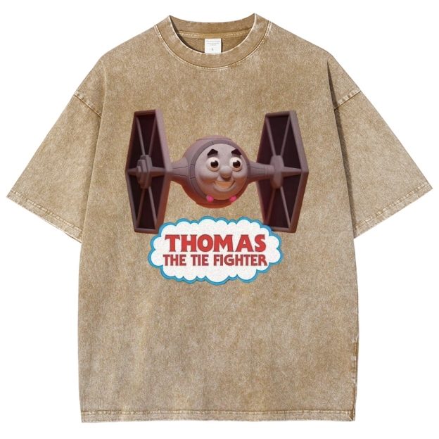 "Thomas The Tie Fighter" Pilot Parody Washed T-Shirt