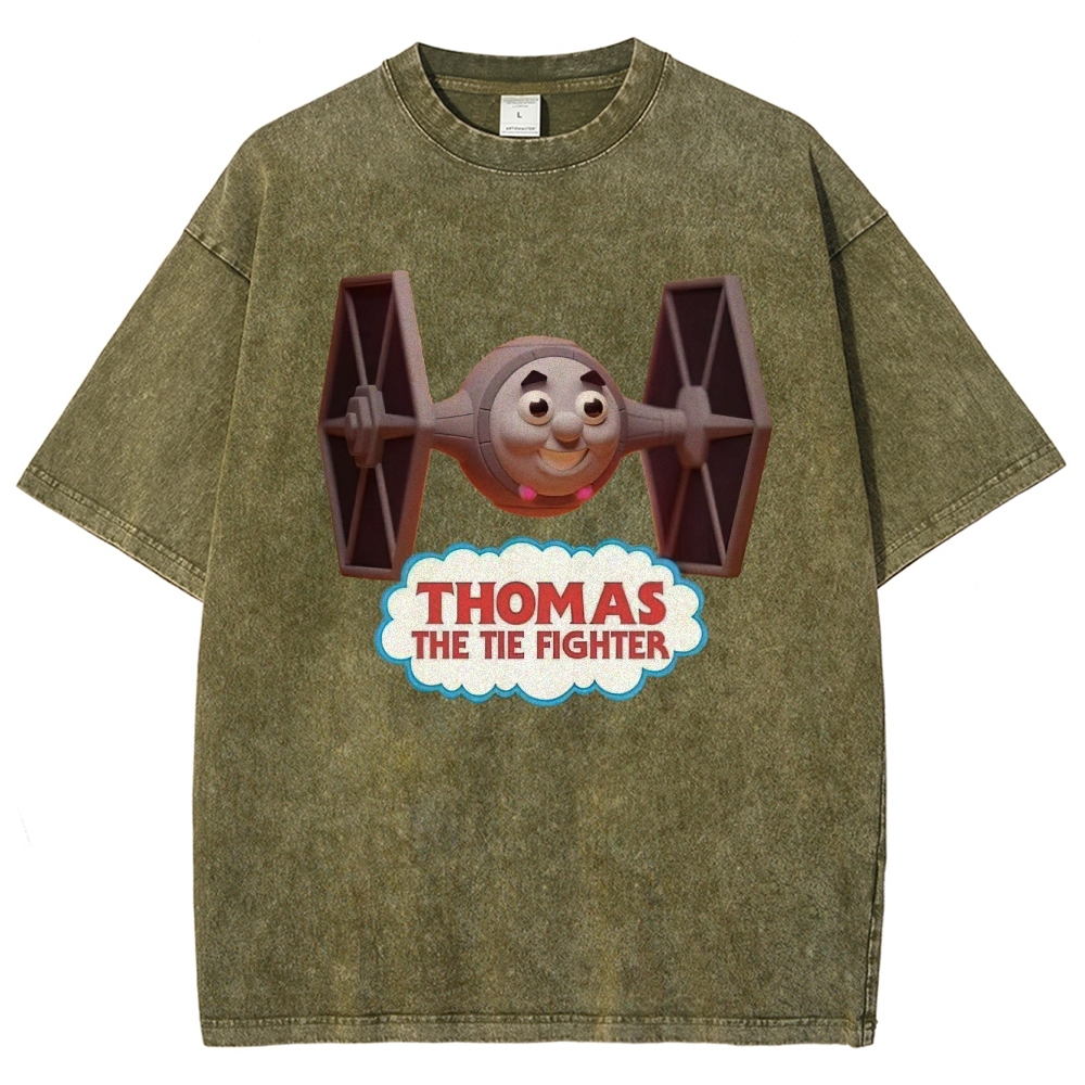 "Thomas The Tie Fighter" Pilot Parody Washed T-Shirt