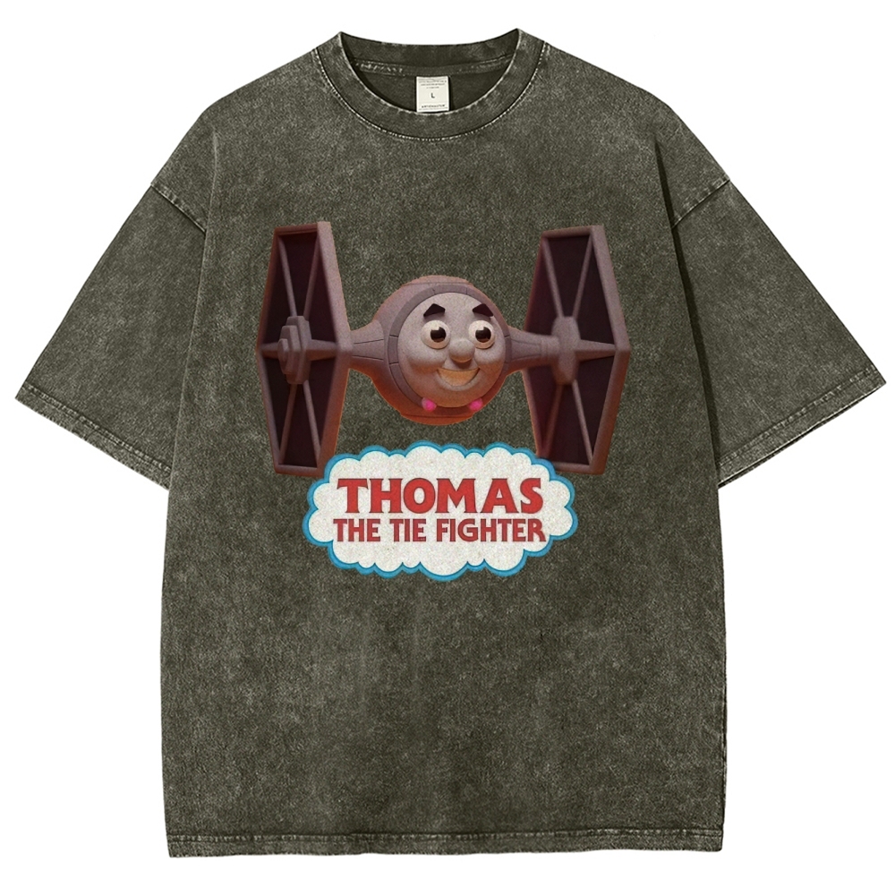 "Thomas The Tie Fighter" Pilot Parody Washed T-Shirt