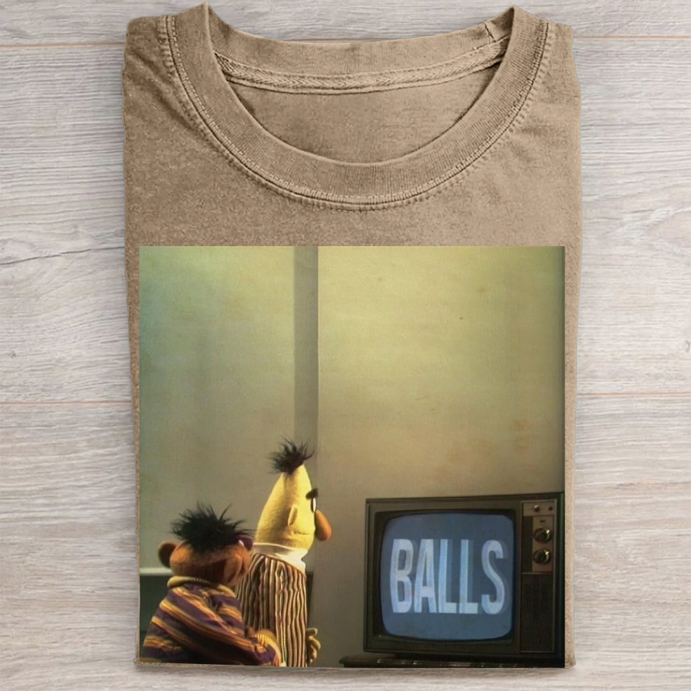 Bert & Ernie "Balls" TV Meme Vintage Washed Tee