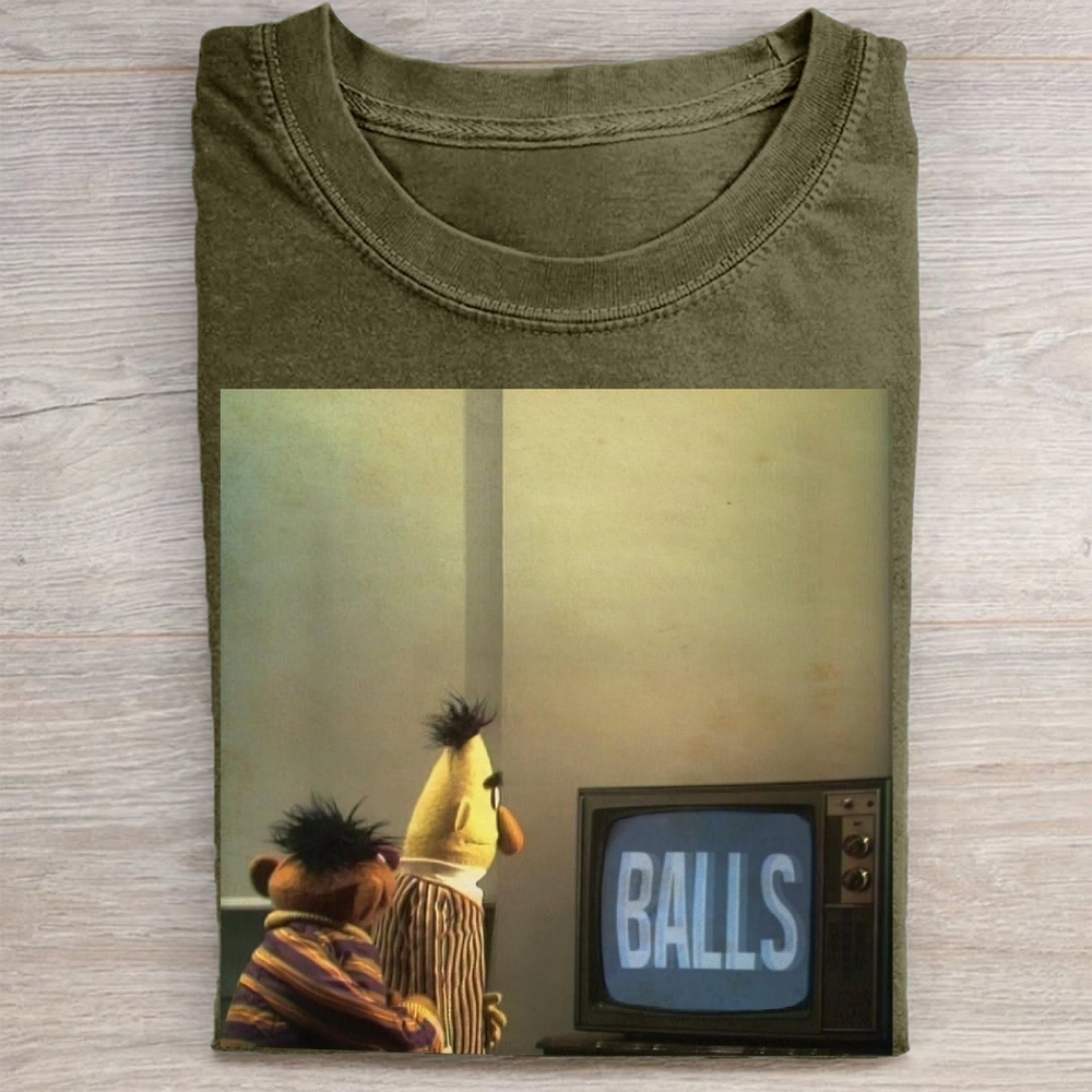 Bert & Ernie "Balls" TV Meme Vintage Washed Tee