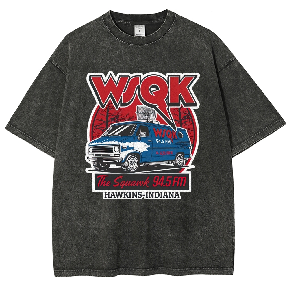 "WSQK The Squawk" Retro Radio Van Washed T-Shirt