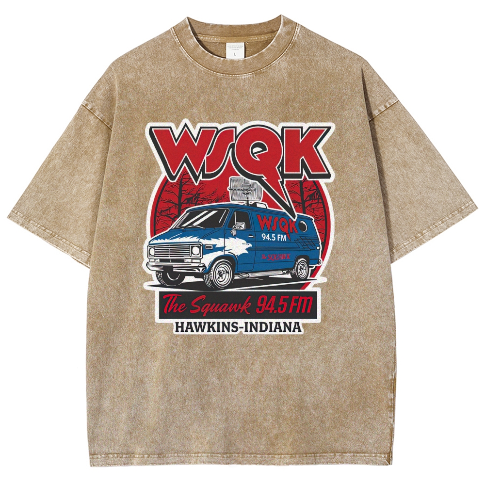 "WSQK The Squawk" Retro Radio Van Washed T-Shirt
