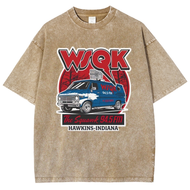 "WSQK The Squawk" Retro Radio Van Washed T-Shirt