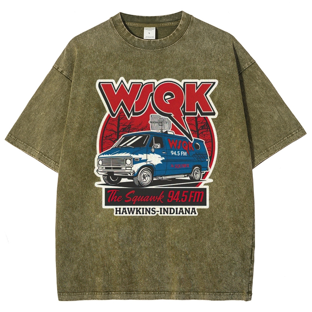 "WSQK The Squawk" Retro Radio Van Washed T-Shirt
