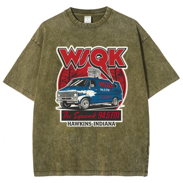 "WSQK The Squawk" Retro Radio Van Washed T-Shirt
