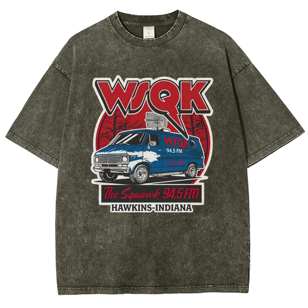 "WSQK The Squawk" Retro Radio Van Washed T-Shirt