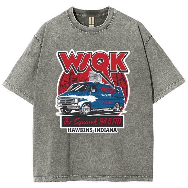 "WSQK The Squawk" Retro Radio Van Washed T-Shirt