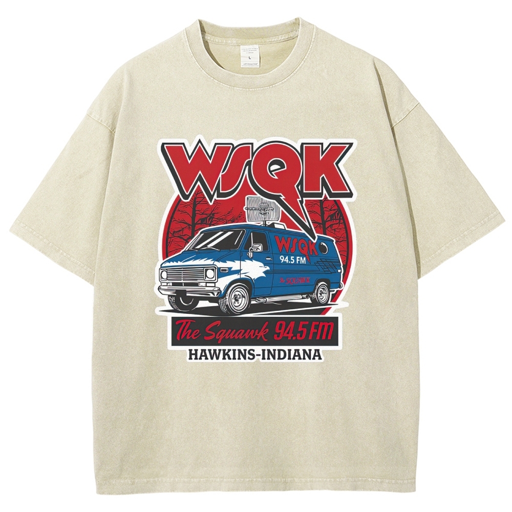 "WSQK The Squawk" Retro Radio Van Washed T-Shirt