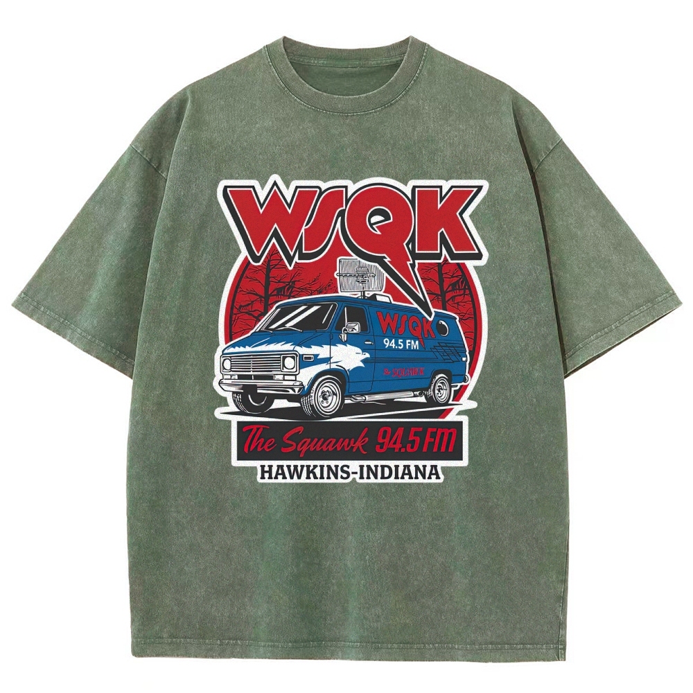 "WSQK The Squawk" Retro Radio Van Washed T-Shirt