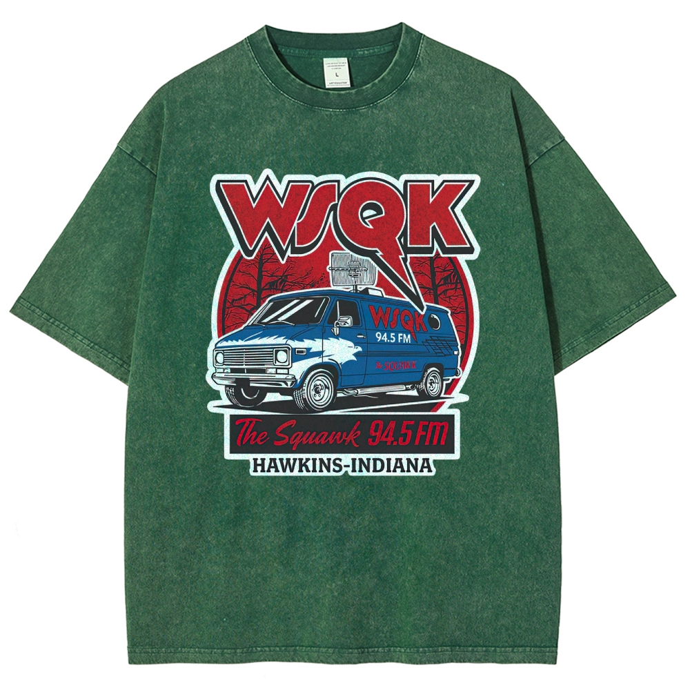 "WSQK The Squawk" Retro Radio Van Washed T-Shirt