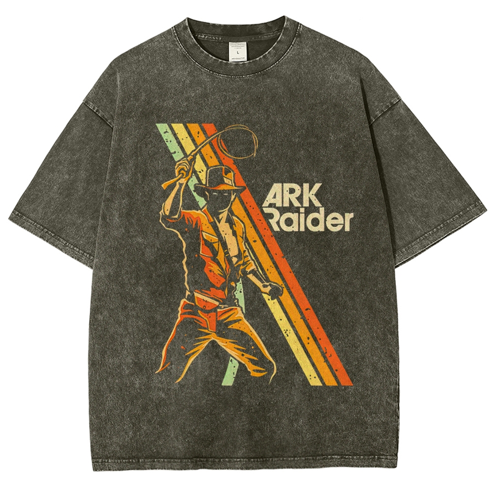 Adventurer Retro Illustration Washed T-Shirt