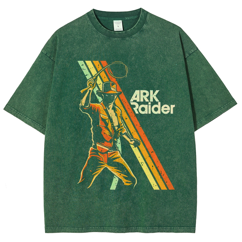 Adventurer Retro Illustration Washed T-Shirt