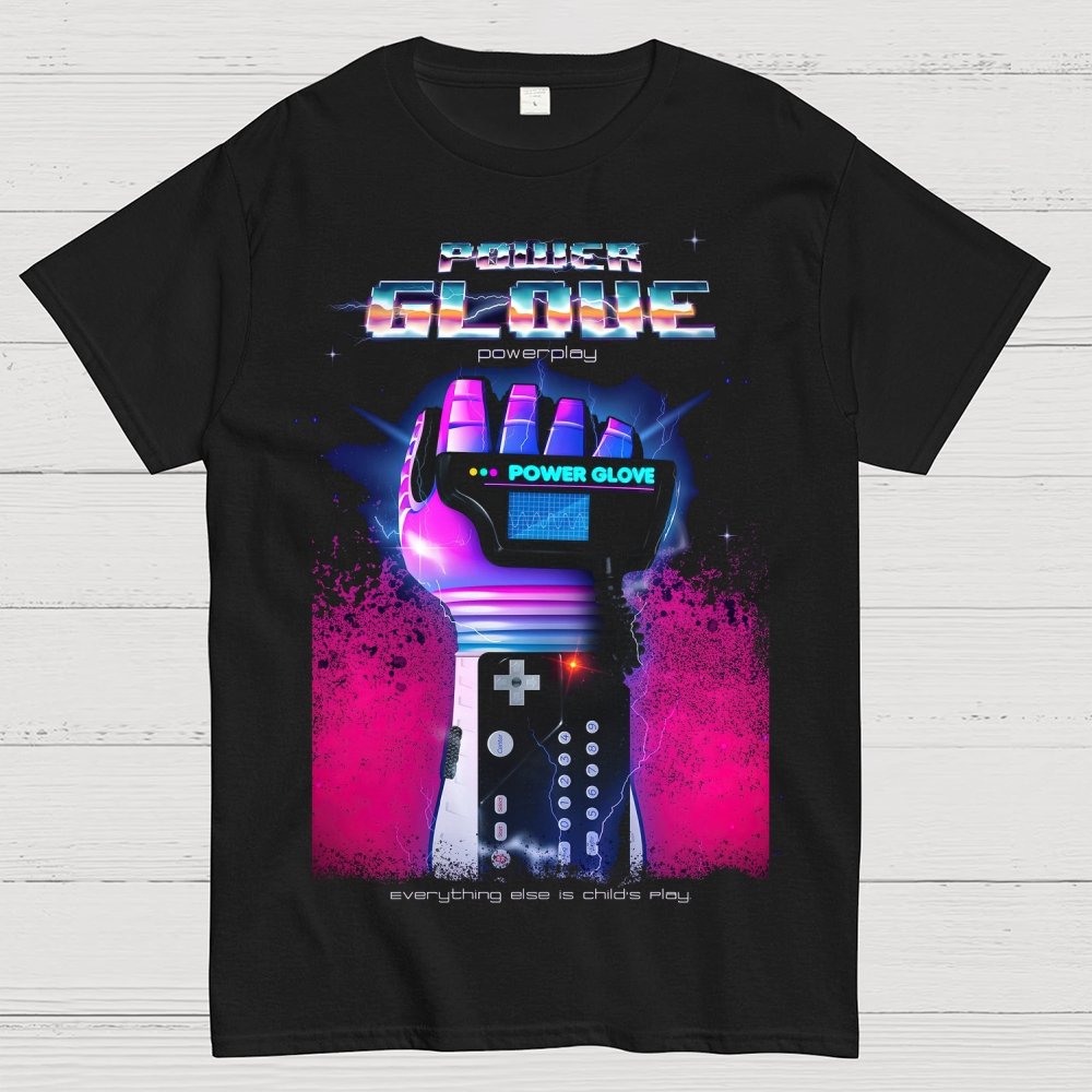 Retro Gaming Power Glove Graphic Cotton T-shirt