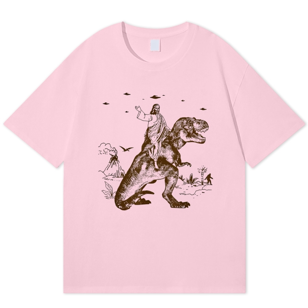 Jesus Rides a Dinosaur Cotton T-shirt