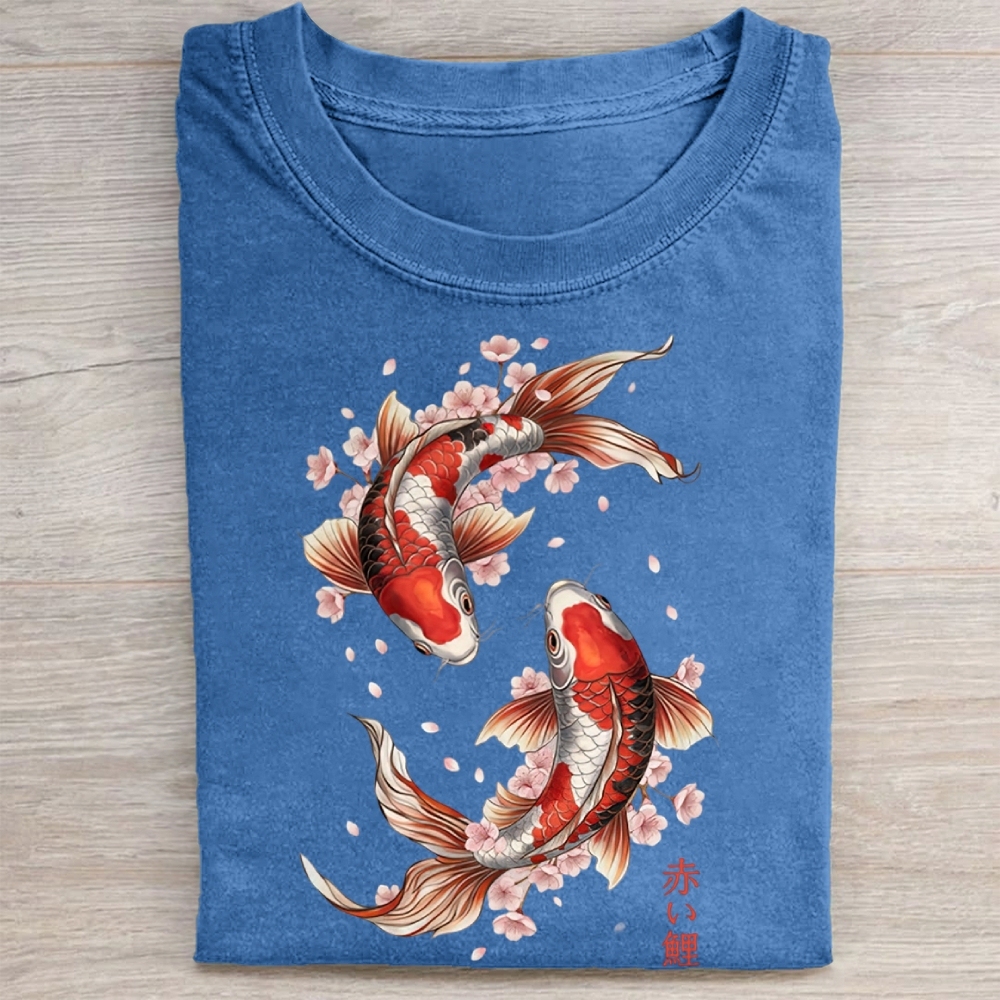 Koi Fish and Cherry Blossom Washed Tee