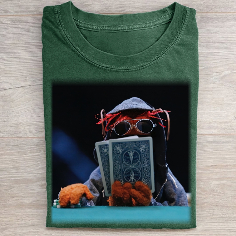 Funny Puppet Poker Washed Tee 