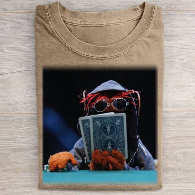 Funny Puppet Poker Washed Tee 