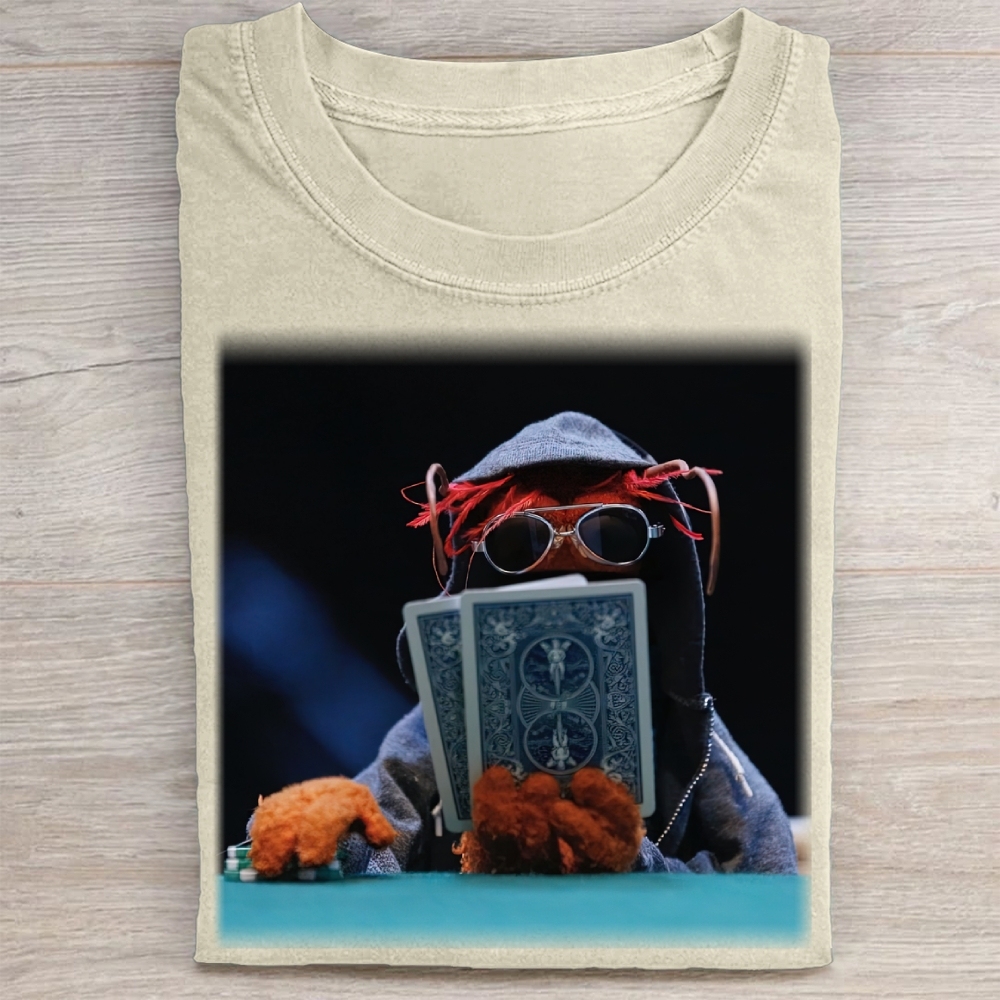 Funny Puppet Poker Washed Tee 