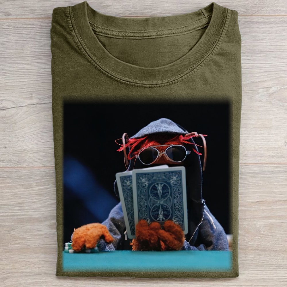 Funny Puppet Poker Washed Tee 