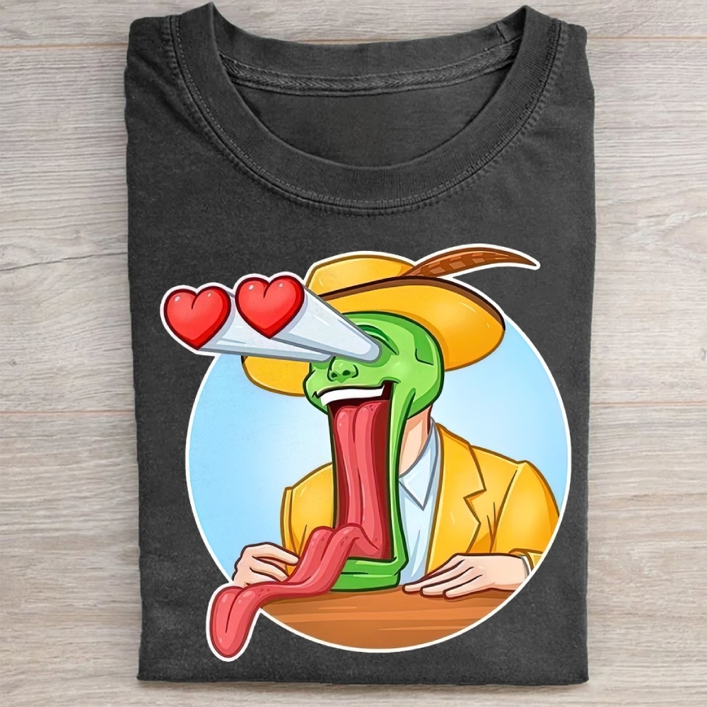 Exaggerated Humor Graphic Washed Tee 