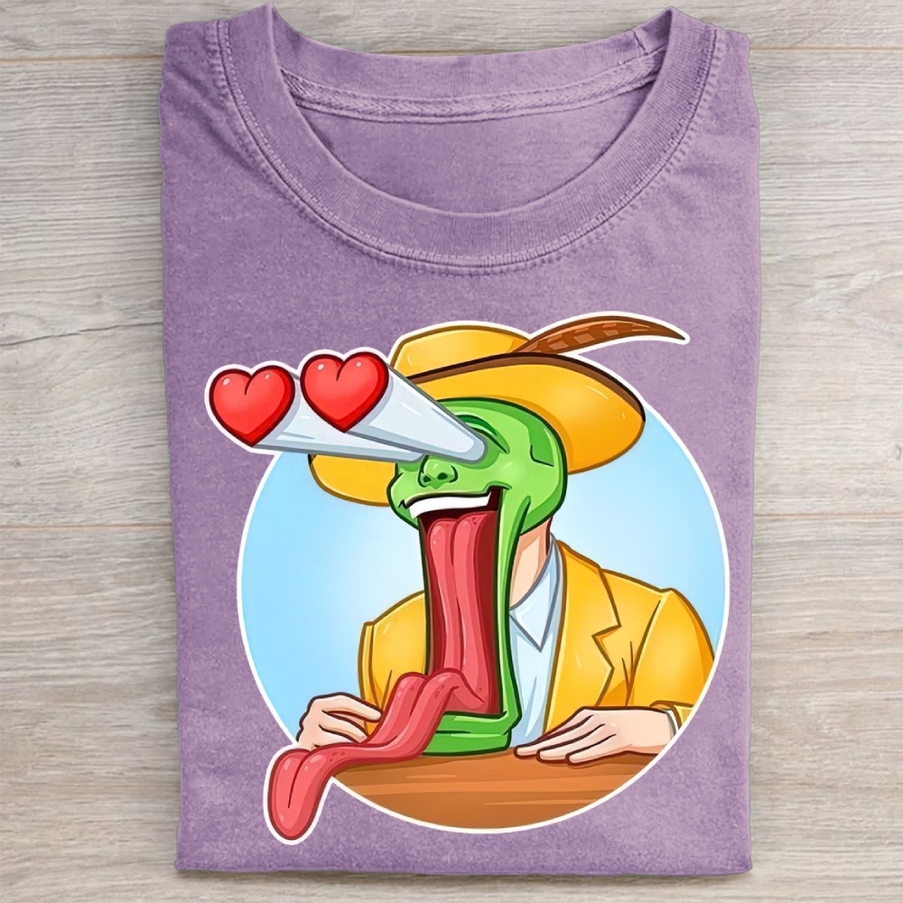 Exaggerated Humor Graphic Washed Tee 
