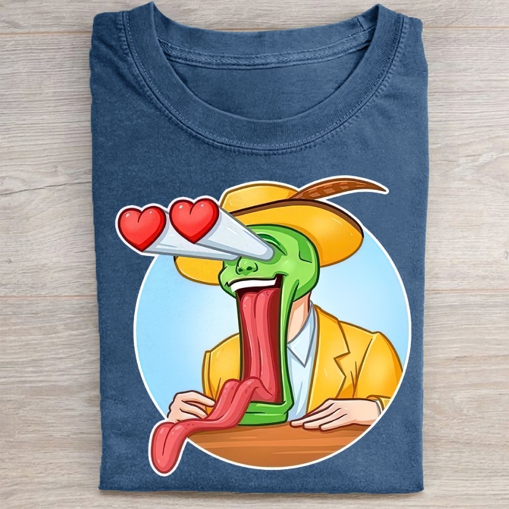 Exaggerated Humor Graphic Washed Tee 