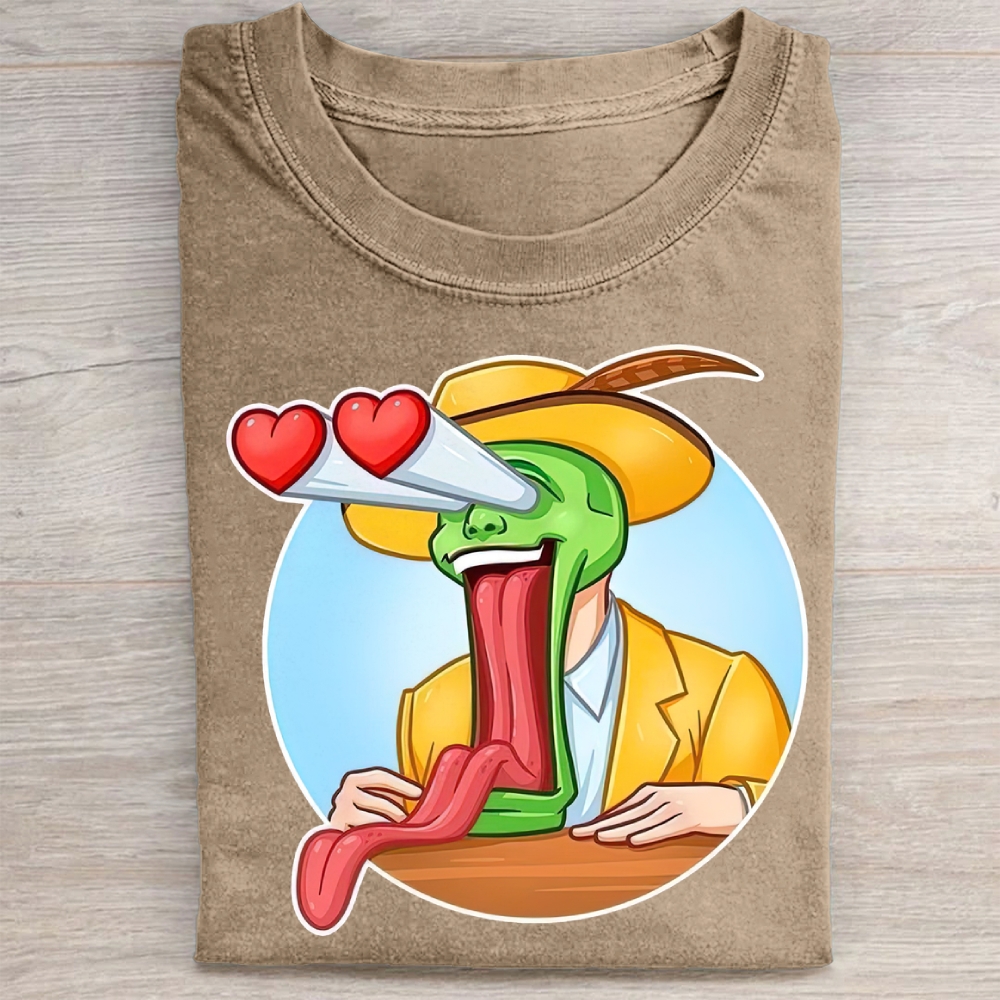 Exaggerated Humor Graphic Washed Tee 