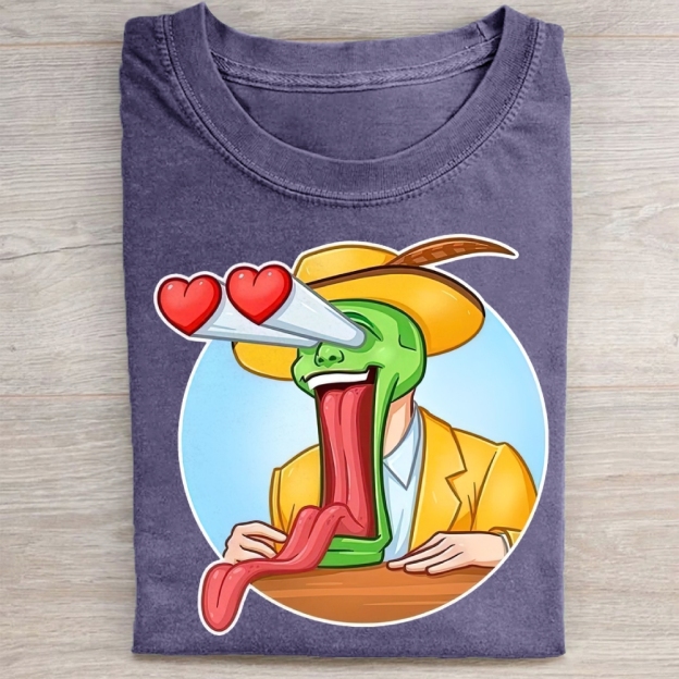 Exaggerated Humor Graphic Washed Tee 
