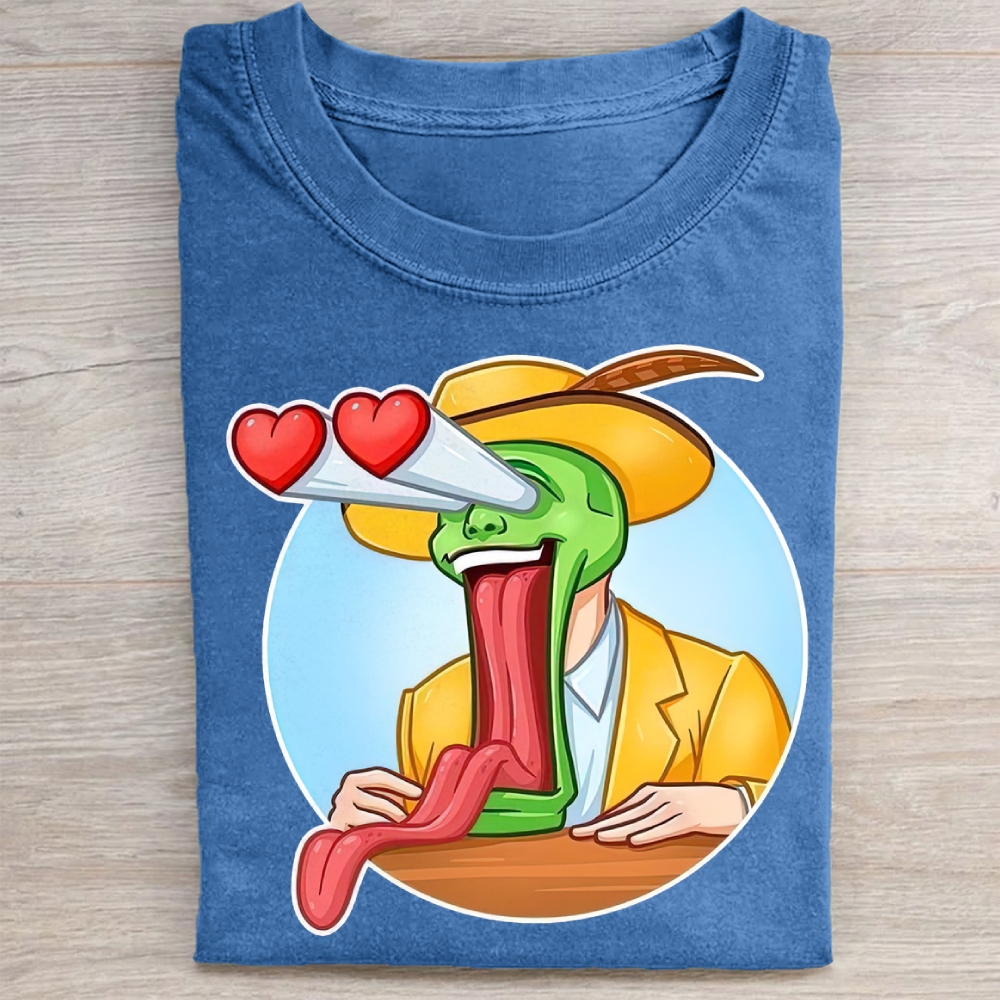 Exaggerated Humor Graphic Washed Tee 
