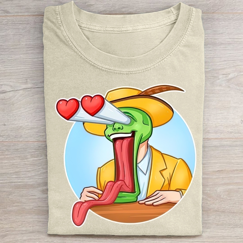 Exaggerated Humor Graphic Washed Tee 