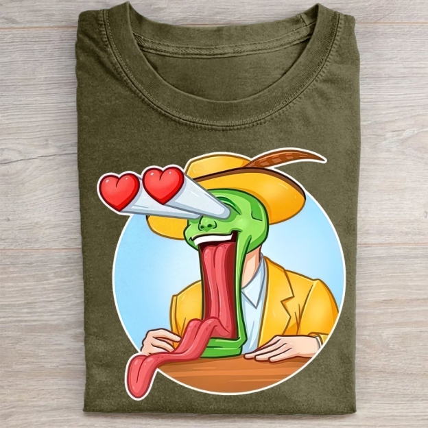 Exaggerated Humor Graphic Washed Tee 