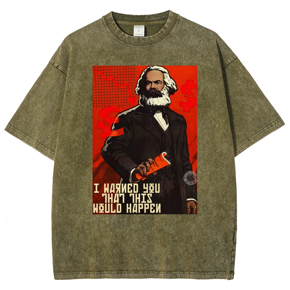 Retro Economic Crisis Graphic Washed T-Shirt 