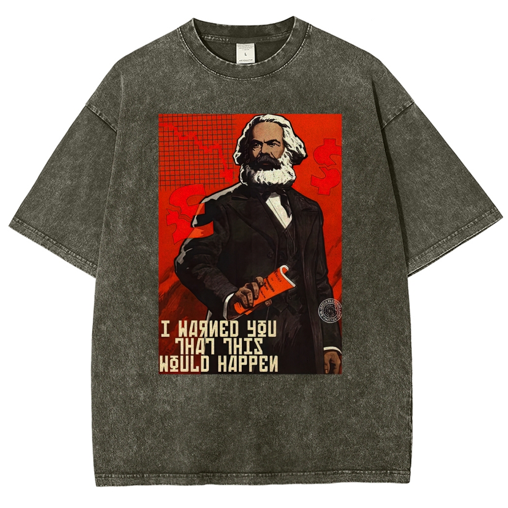 Retro Economic Crisis Graphic Washed T-Shirt 