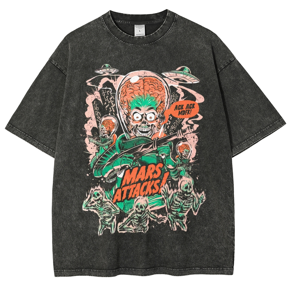 "Mars Attacks!" Retro Alien Invasion Washed T-Shirt