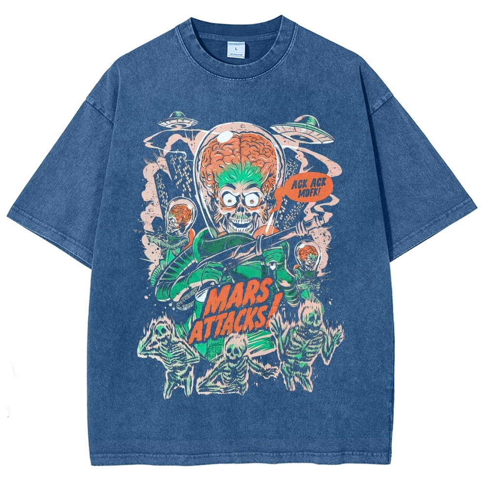 "Mars Attacks!" Retro Alien Invasion Washed T-Shirt