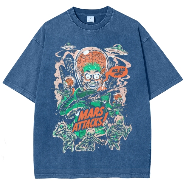 "Mars Attacks!" Retro Alien Invasion Washed T-Shirt