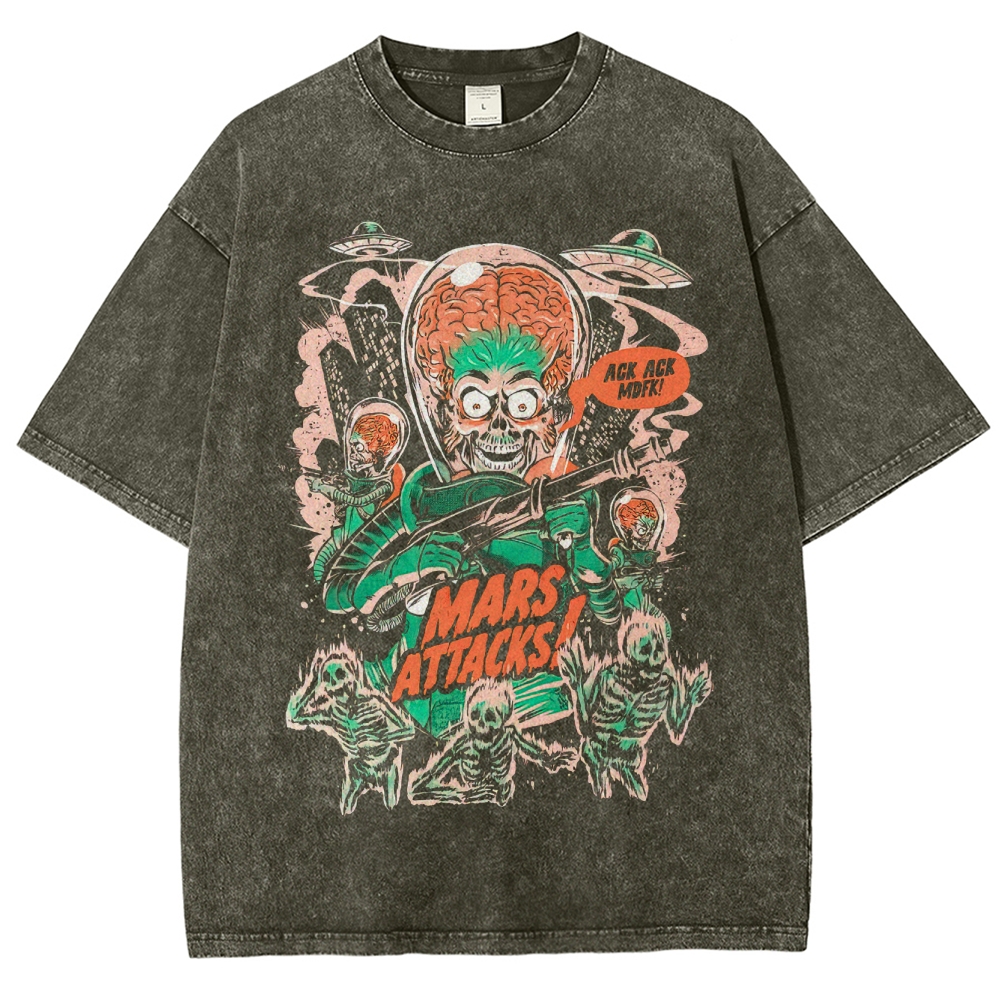"Mars Attacks!" Retro Alien Invasion Washed T-Shirt