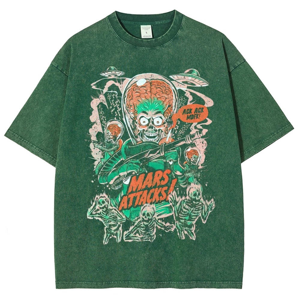 "Mars Attacks!" Retro Alien Invasion Washed T-Shirt