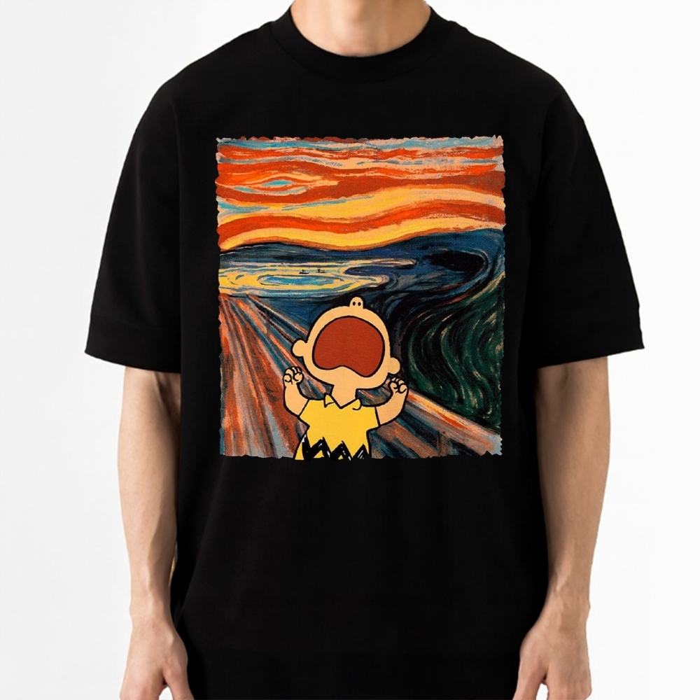 "The Scream" Charlie Brown Parody Cotton T-shirt