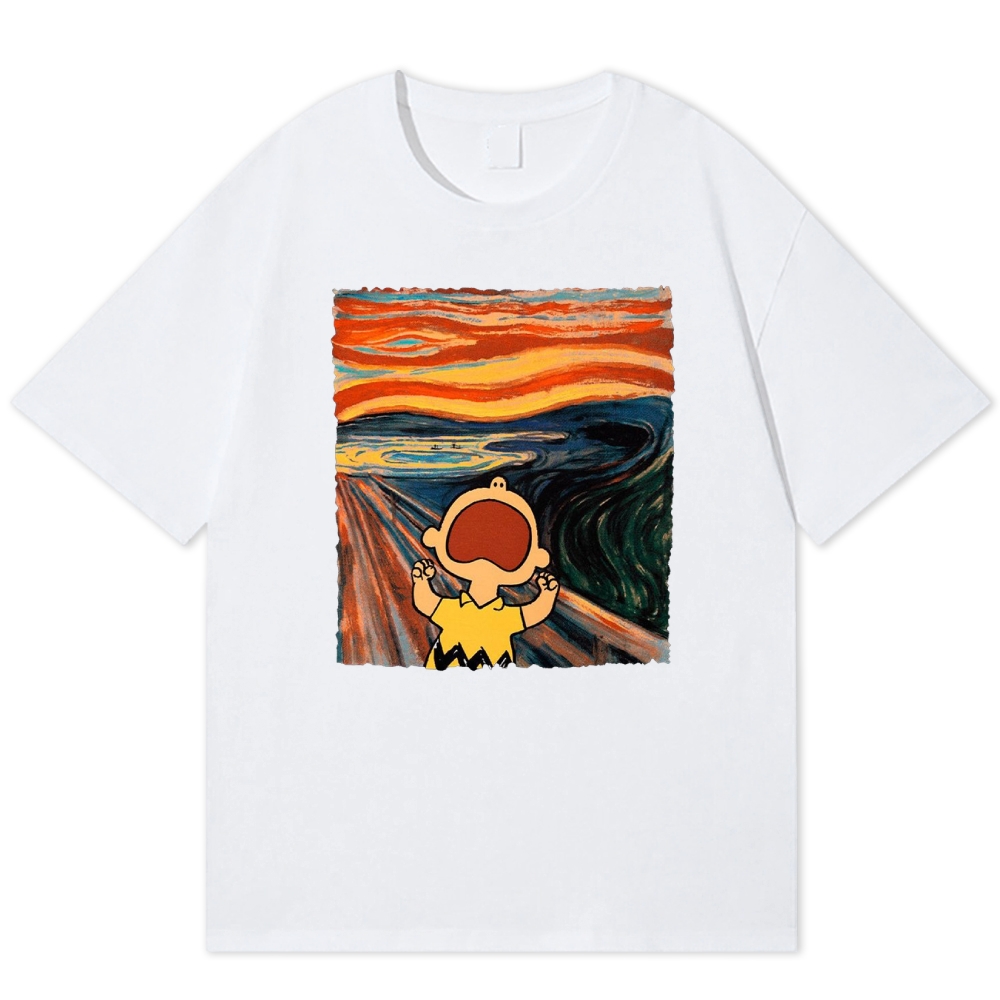 "The Scream" Charlie Brown Parody Cotton T-shirt