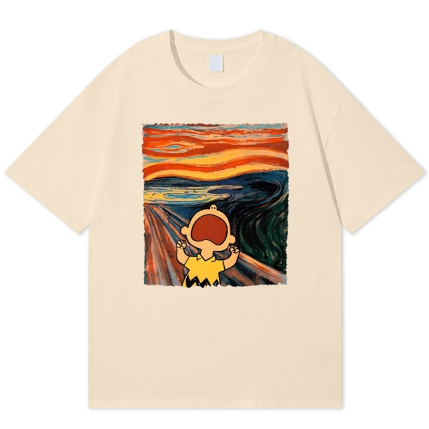 "The Scream" Charlie Brown Parody Cotton T-shirt