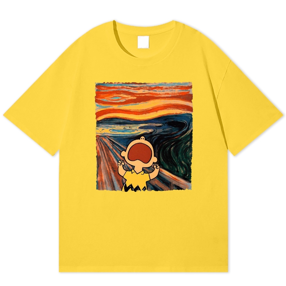 "The Scream" Charlie Brown Parody Cotton T-shirt