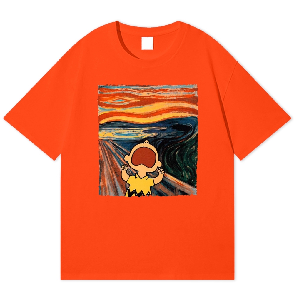 "The Scream" Charlie Brown Parody Cotton T-shirt