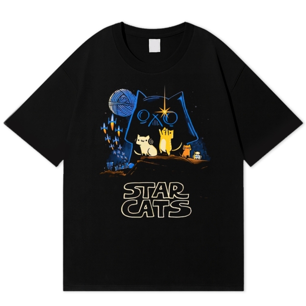 "Star Cats" Space Feline Parody Cotton T-shirt